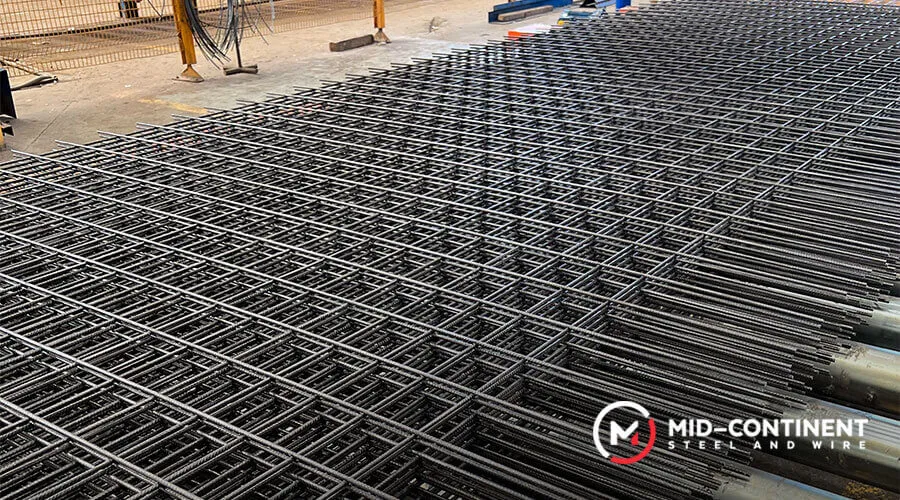 steel bars supported by wire mesh