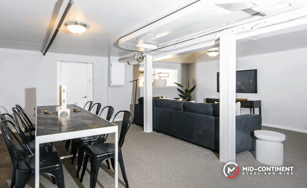 Steel beam in basement space